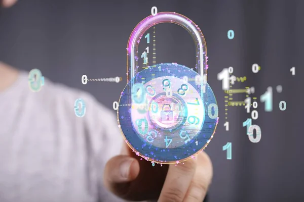 Znak Ochrony Technologii Informatycznych Bezpieczny Dostęp Szyfrowanie Przed Cybernetycznym — Zdjęcie stockowe