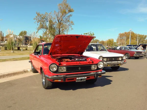 Stary Czerwony Sportowy Renault Torino Coupe 1975 1981 Parku Natura — Zdjęcie stockowe