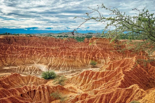 Uma Bela Paisagem Deserto Tatacoa Com Formações Rochosas Colômbia Clima — Fotografia de Stock