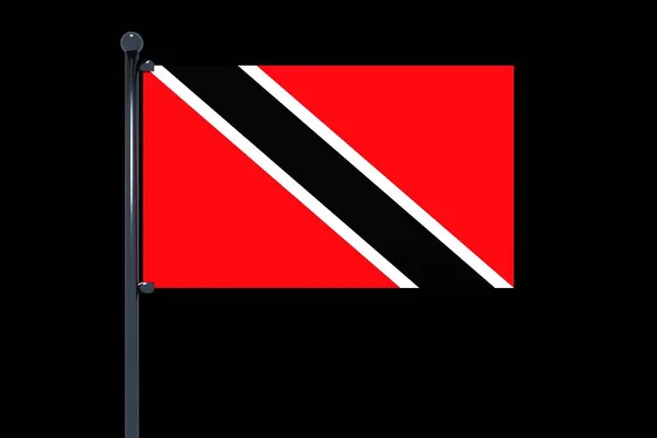 Rendering Trinidad Tobago Bandiera Con Palo Bandiera Cromata Con Ganci — Foto Stock