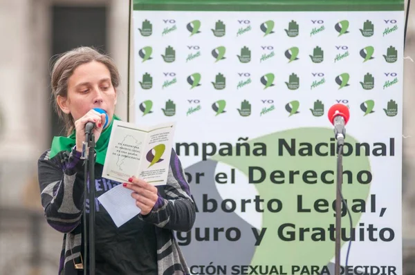 Una Protesta Manifestantes Pro Derecho Decidir Durante Mitin Favor Del —  Fotos de Stock