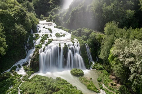 Scenic View Marmore Falls Man Made Waterfall Terni Umbria Italy — Stock Photo, Image