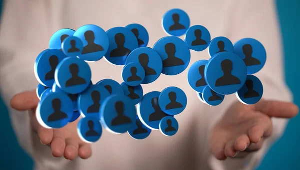 Uma Renderização Comunicação Equipe Símbolo Conexão Rede Social Mãos Masculinas — Fotografia de Stock