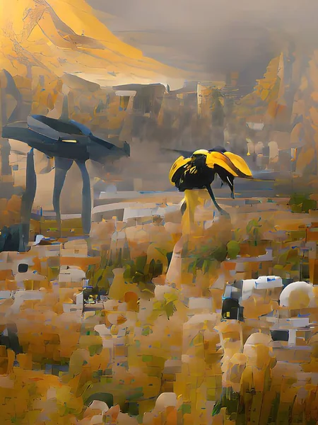 Digitaal Schilderen Van Insecten Zon — Stockfoto