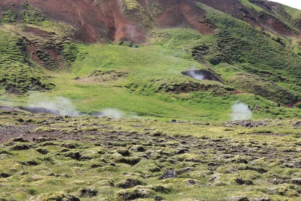 Ett Vackert Vulkanlandskap Ångande Fumaroler Hveragerdi Island — Stockfoto