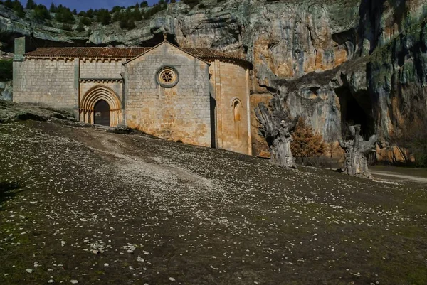 Hermitage San Bartolome Canyon River Lobos Soria Spain Cliffs Background — Stock Photo, Image