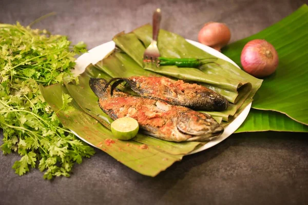南インドの有名な蒸し魚のレシピ — ストック写真