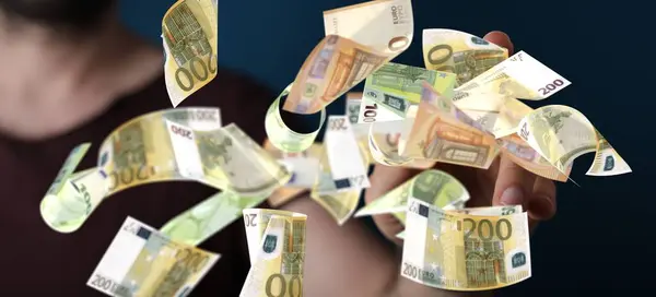 Eine Darstellung Von Euro Geldscheinen Der Nähe Einer Hand — Stockfoto