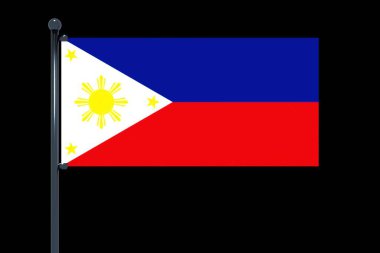 Siyah bir arkaplanda Filipinler bayrağının bir vektör çizimi