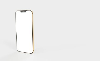 Beyaz arkaplanda bir akıllı telefon modelinin 3 boyutlu görüntülemesi