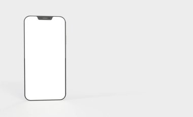 Beyaz arkaplanda bir akıllı telefon modelinin 3 boyutlu görüntülemesi
