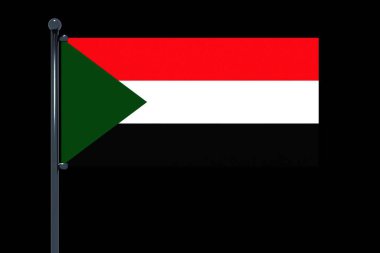 Siyah zemin üzerinde Sudan bayrağının bir vektör çizimi
