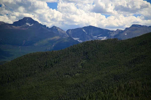 Veduta Aerea Verdi Pinete Pendio Delle Montagne Rocciose Colorado Usa — Foto Stock