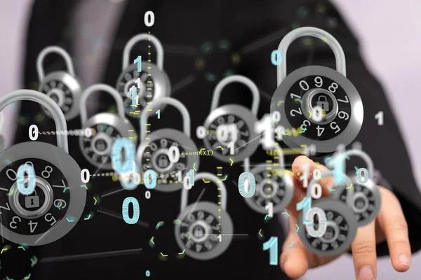 Signe Protection Des Technologies Information Accès Sécurisé Cryptage Contre Cyber — Photo