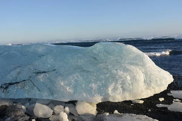 Величезний Льодовик Чорному Піщаному Березі Ісландії — стокове фото