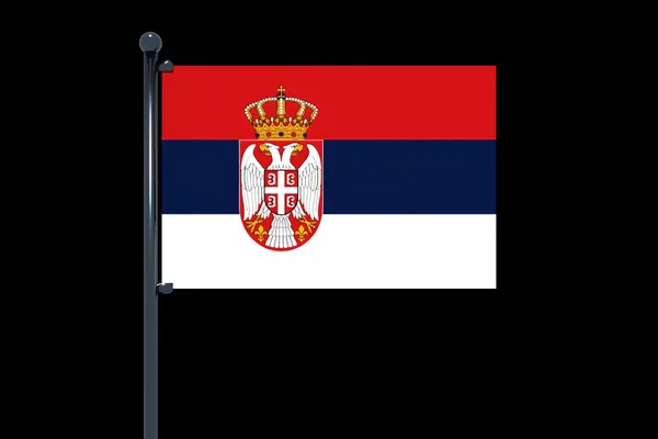 Uma Ilustração Vetorial Bandeira Sérvia Sobre Fundo Preto — Fotografia de Stock