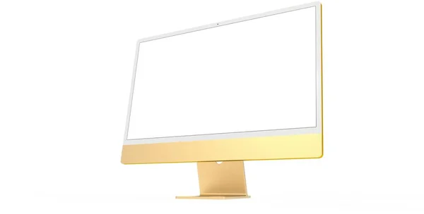 Render Modern Screen Gold Frame Isolated White Background Copy Space — Stock Photo, Image