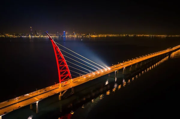 Джаберский Мост Ночью Кувейте — стоковое фото