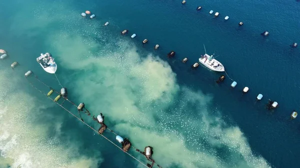 Vista Panorâmica Dos Barcos Estacionados Mar — Fotografia de Stock