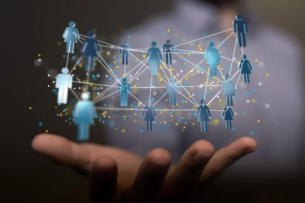 Een Weergave Van Teamcommunicatie Sociaal Netwerkverbindingssymbool Mannelijke Handen — Stockfoto