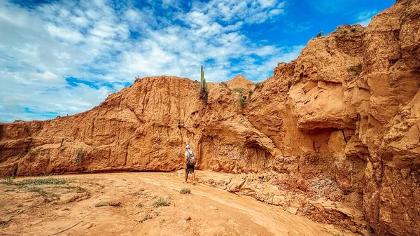 Uma Bela Paisagem Deserto Tatacoa Com Formações Rochosas Colômbia Clima — Fotografia de Stock