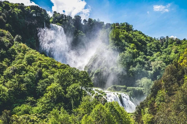 Scenic View Marmore Falls Man Made Waterfall Terni Umbria Italy — Stock Photo, Image