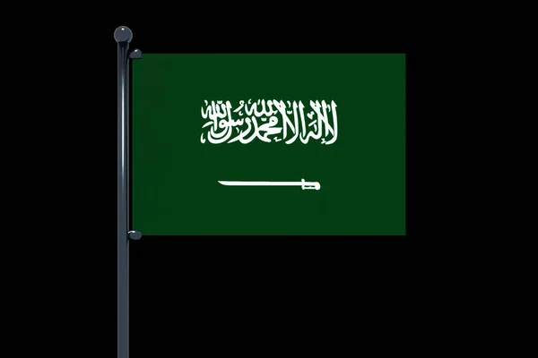 Una Representación Bandera Arabia Saudita Con Asta Bandera Cromo Con —  Fotos de Stock