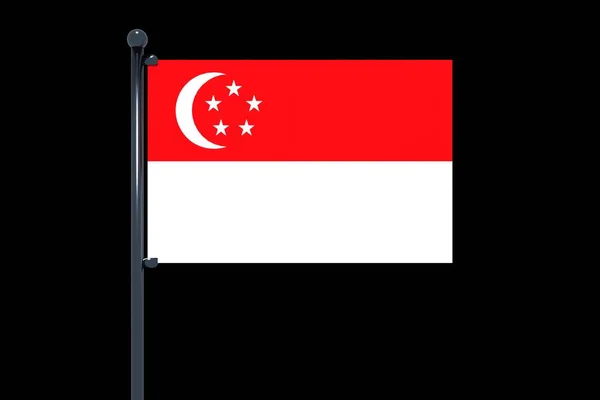 Una Ilustración Vectorial Bandera Singapur Sobre Fondo Negro — Foto de Stock