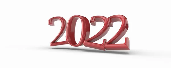 Een Weergave Van Het Jaar 2022 Rood Geïsoleerd Een Witte — Stockfoto