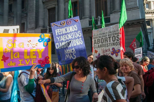 Protest Pro Choice Demonstrators Pro Abortion Law Rally Buenos Aires — Stock Photo, Image