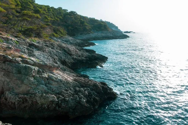 Zee Kliffen Stranden Quakes Eilanden Met Een Caribische Zee — Stockfoto