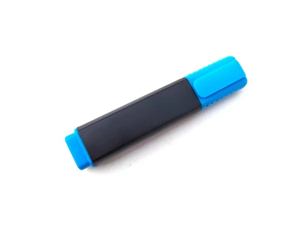 Zwart Blauwe Stift Geïsoleerd Witte Achtergrond — Stockfoto