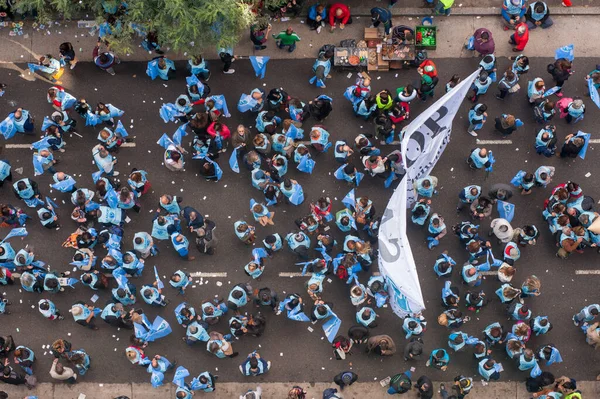 Aerial Top View Demonstrators Workers Day Rally Buenos Aires Argentina — Stock Photo, Image