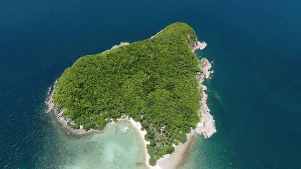 Vzdušný Pohled Ostrov Pokrytý Zeleným Listím — Stock fotografie