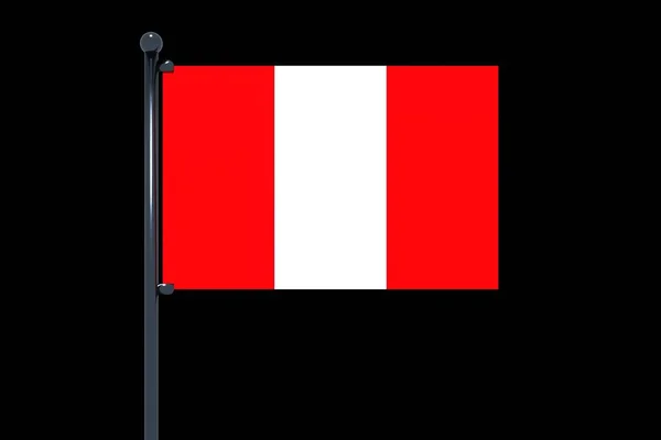 Ilustración Bandera Perú Sobre Asta Bandera Gris Sobre Fondo Negro —  Fotos de Stock