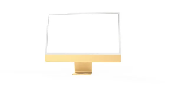 白い背景に隔離されたコピースペースと現代のコンピュータモニタモックアップの3Dレンダリング — ストック写真