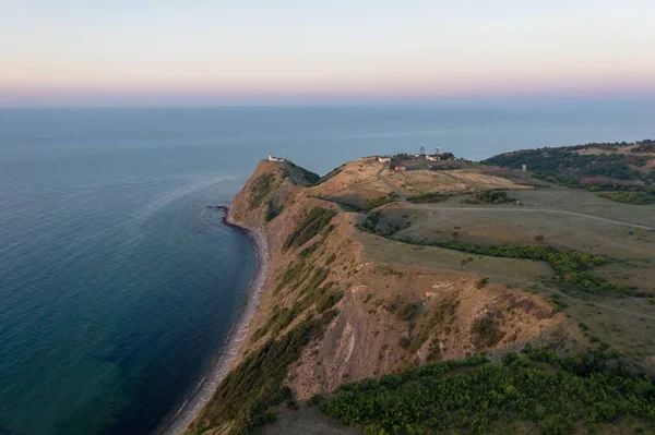 Luchtfoto Uitzicht Een Zee Kaap Bij Zonsopgang Cape Emine Bulgarije — Stockfoto