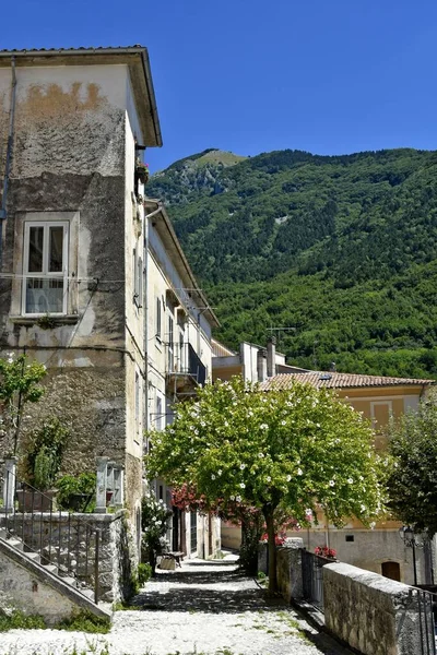 Úzká Ulice Obklopená Kamennými Budovami Obci San Donato Val Comino — Stock fotografie