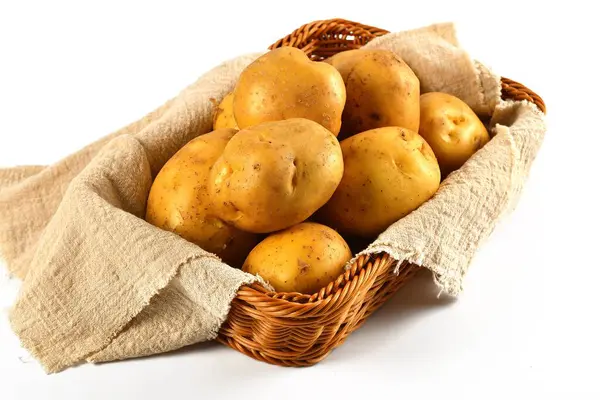 Isolated Shot Basket Potatoes White Background — Stock Photo, Image