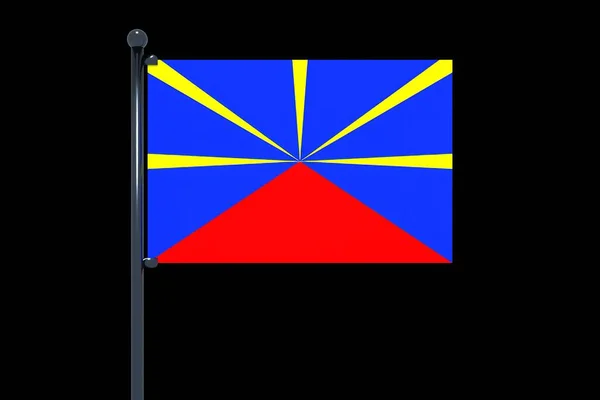 Wektorowa Ilustracja Flagi Reunion Czarnym Tle — Zdjęcie stockowe