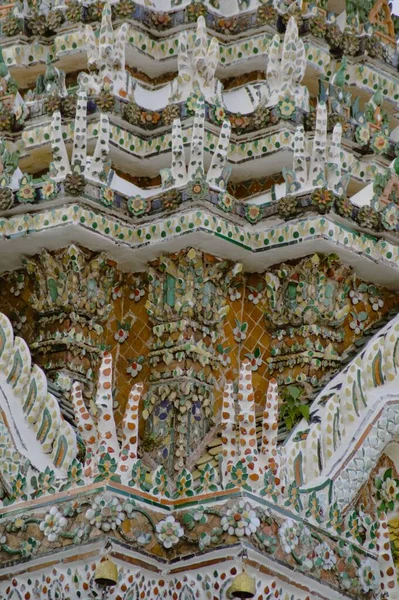 Vue Rapprochée Des Détails Design Wat Arun Ratchawararam Ratchawaramahawihan Wat — Photo