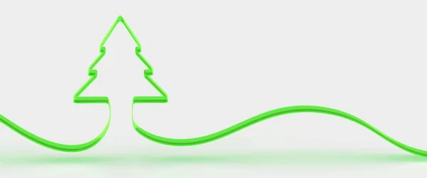 Vibrant Illustration Bright Green Christmas Tree Wavy Line Casting Shadow — Stock Photo, Image