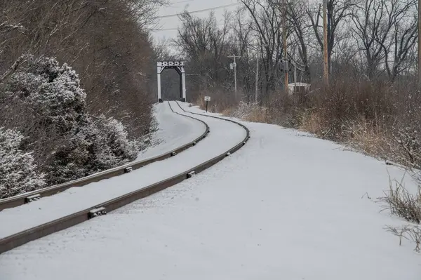 Railroad Snowy Path Forest — Stock Photo, Image