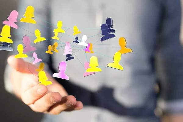 Representación Del Símbolo Comunicación Equipo Conexión Redes Sociales Una Mano —  Fotos de Stock
