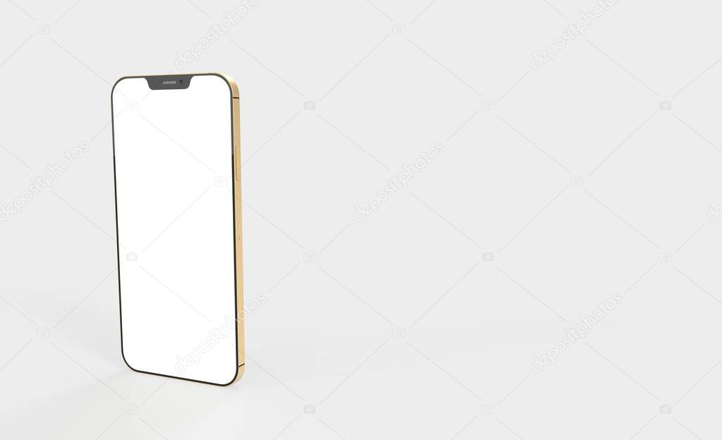 A 3D rendering of a smartphone mockup on a white background