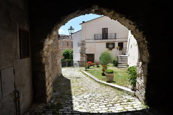 Narrow Street Old Stone Houses Campo Giove Medieval Village Abruzzo — Fotografia de Stock