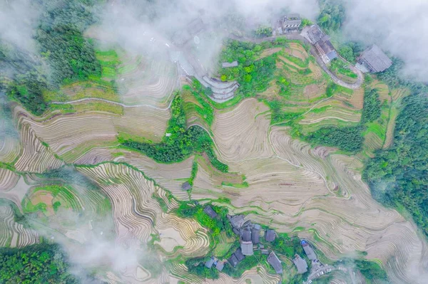 Eine Luftaufnahme Der Yuanyang Hani Rice Terrassen Honghe Präfektur Yuanyang — Stockfoto