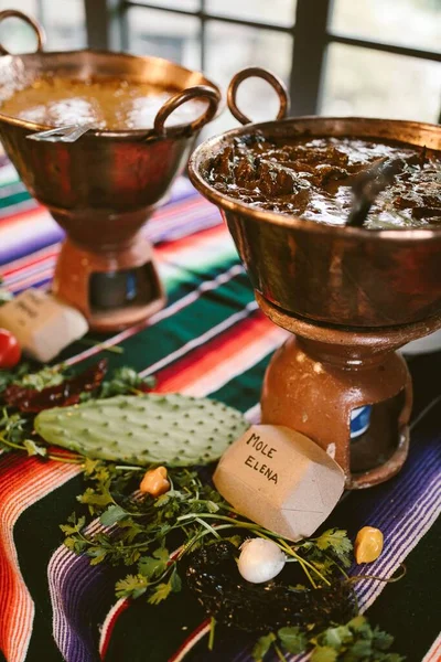 Vertical Shot Mexican Cuisine Sauces Mango Mole Elena Mole — Stock Photo, Image
