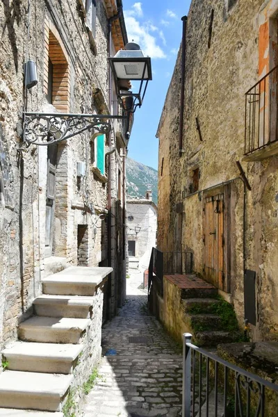 Narrow Street Old Stone Houses Campo Giove Medieval Village Abruzzo — Stock fotografie