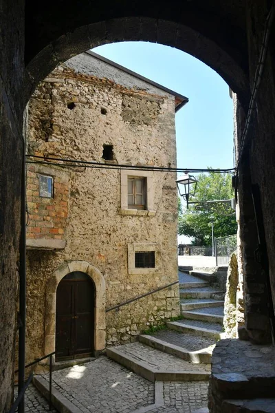 Narrow Street Old Stone Houses Campo Giove Medieval Village Abruzzo — ストック写真
